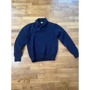 Vintage 100% Wool Thick Dark Blue Brooks Brothers Sweater Fisherman Men's Large